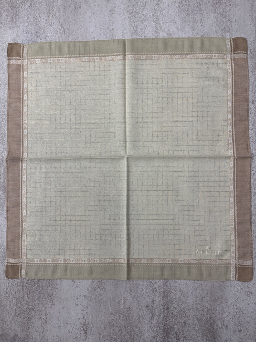 Celine Beige Cream and Taupe cotton Pocket Square